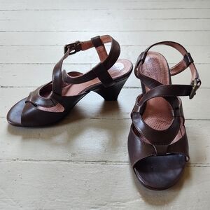 Corso Como Brown Leather Heeled Sandals Ankle Strap Comfort Heels Women’s 6.5